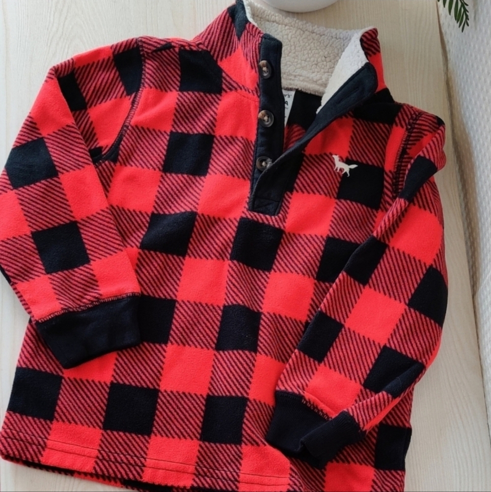Carters Buffalo Red & Black Plaid Pullover Sweater Size 3T